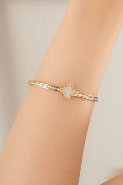 Çelik Zirkon Taşlı Van Cleef Bileklik
