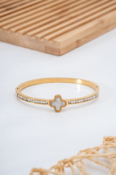 Çelik Zirkon Taşlı Van Cleef Bileklik