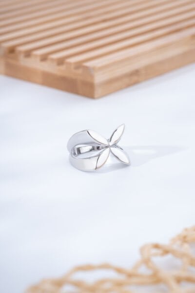 Gümüş Renk Yaprak Formlu Yüzük