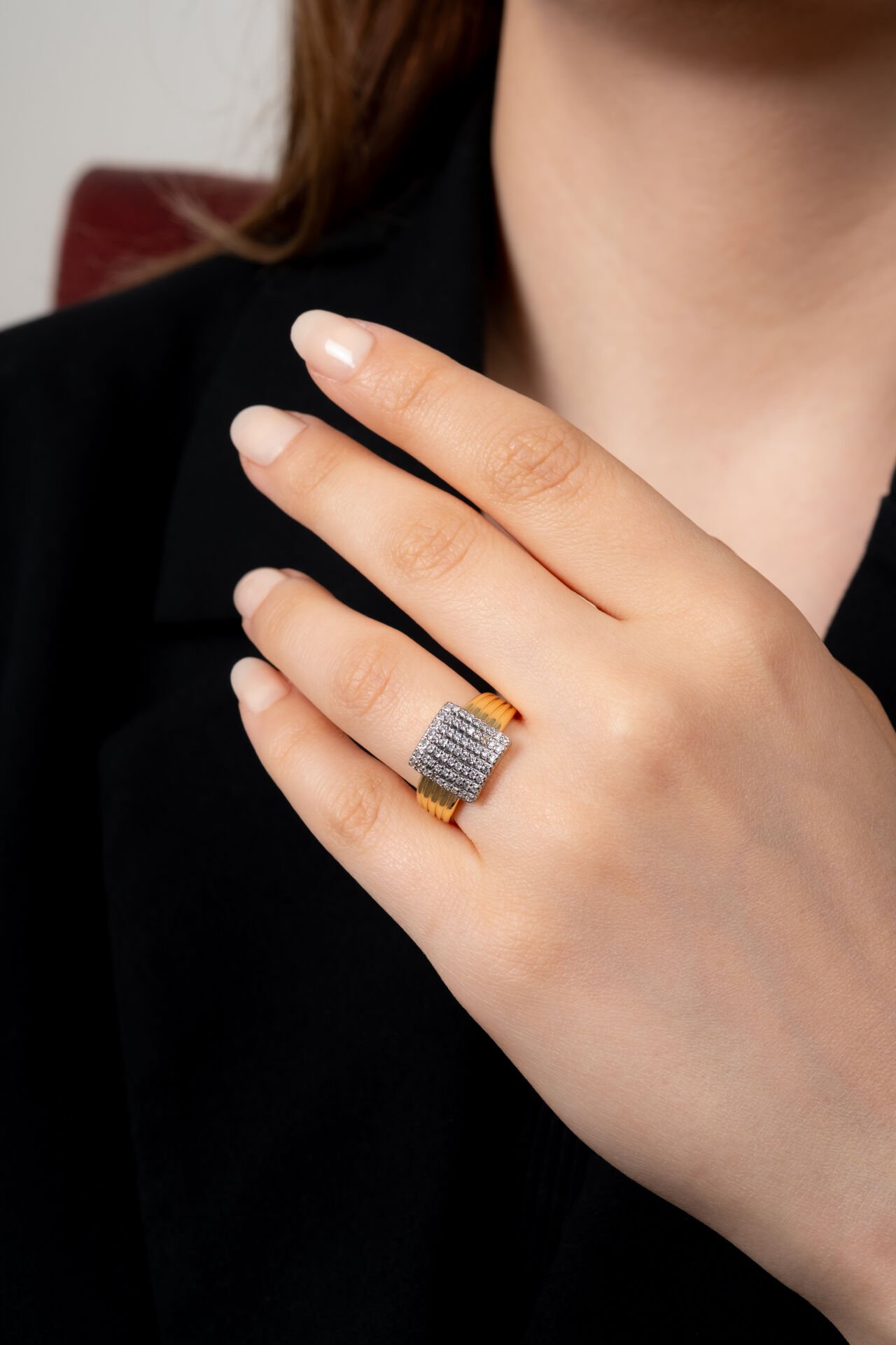 Çelik Zirkon Taşlı Ayarlanabilir Yüzük