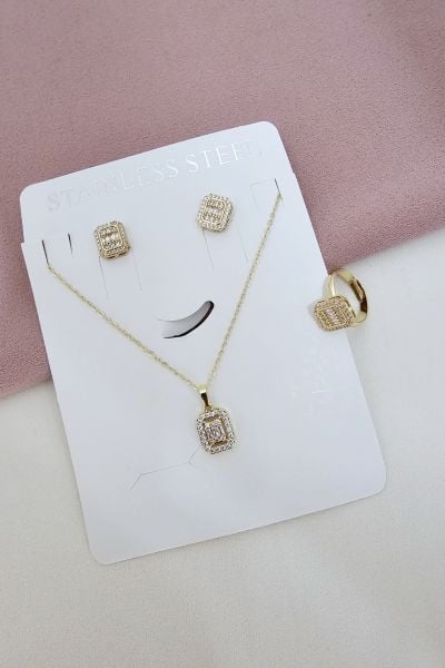 Çelik Baget Taşlı Set