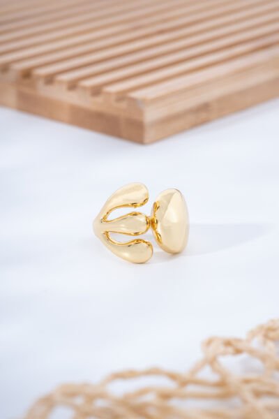 Organik Formlu Ayarlanabilir Altın Renk  Yüzük