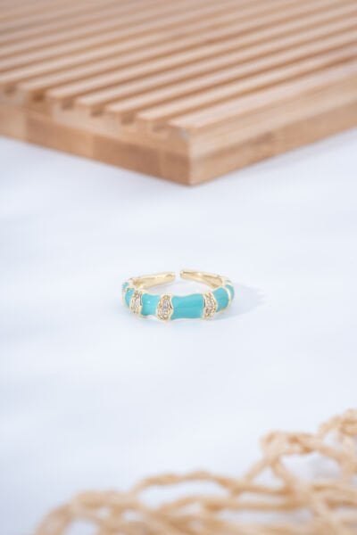 Turkuaz Renkli Taş Detaylı Yüzük