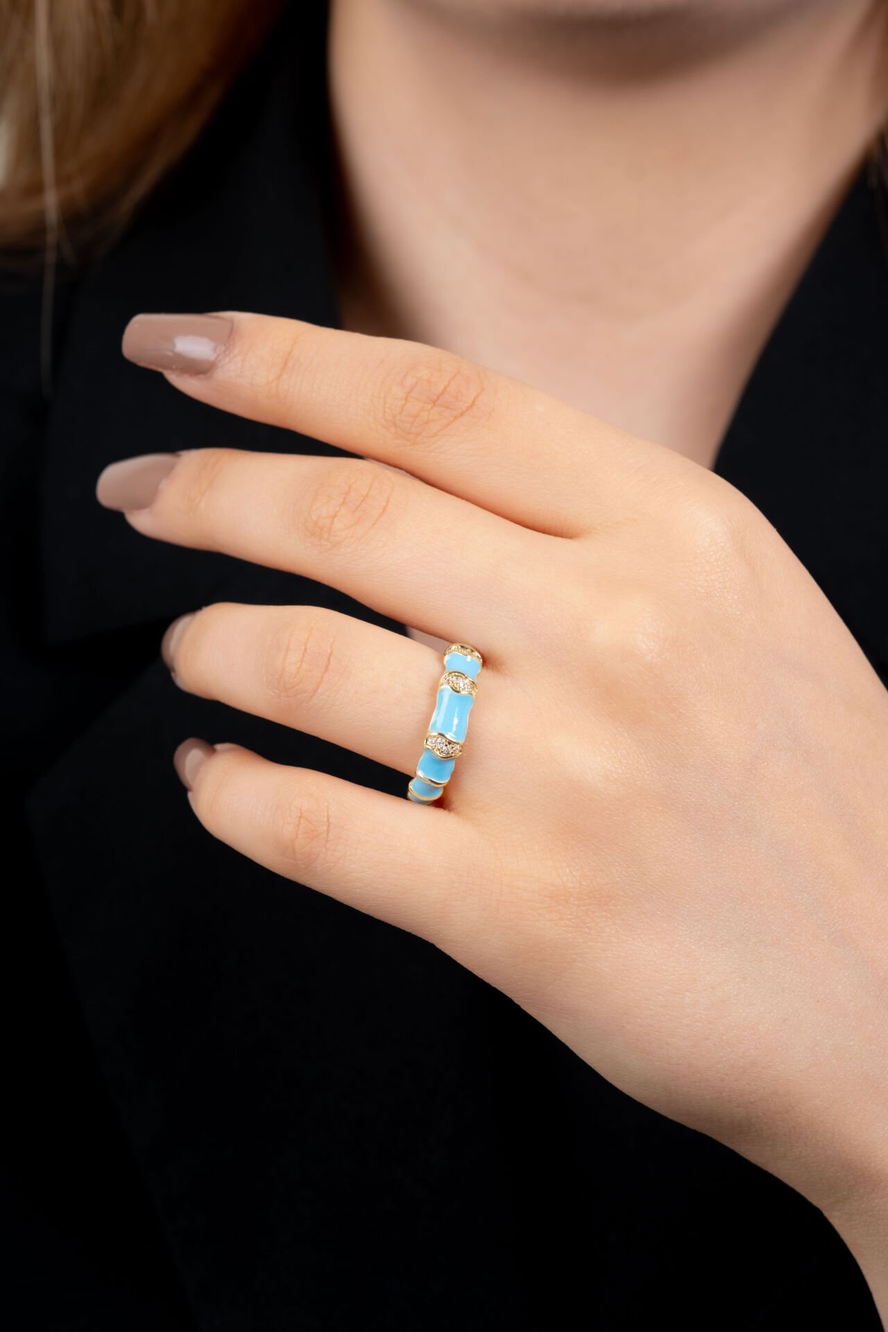 Mavi Renkli Taş Detaylı Yüzük