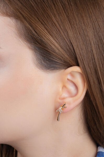 Rose Işıltılı Taş Detaylı 3'lü VİP Küpe