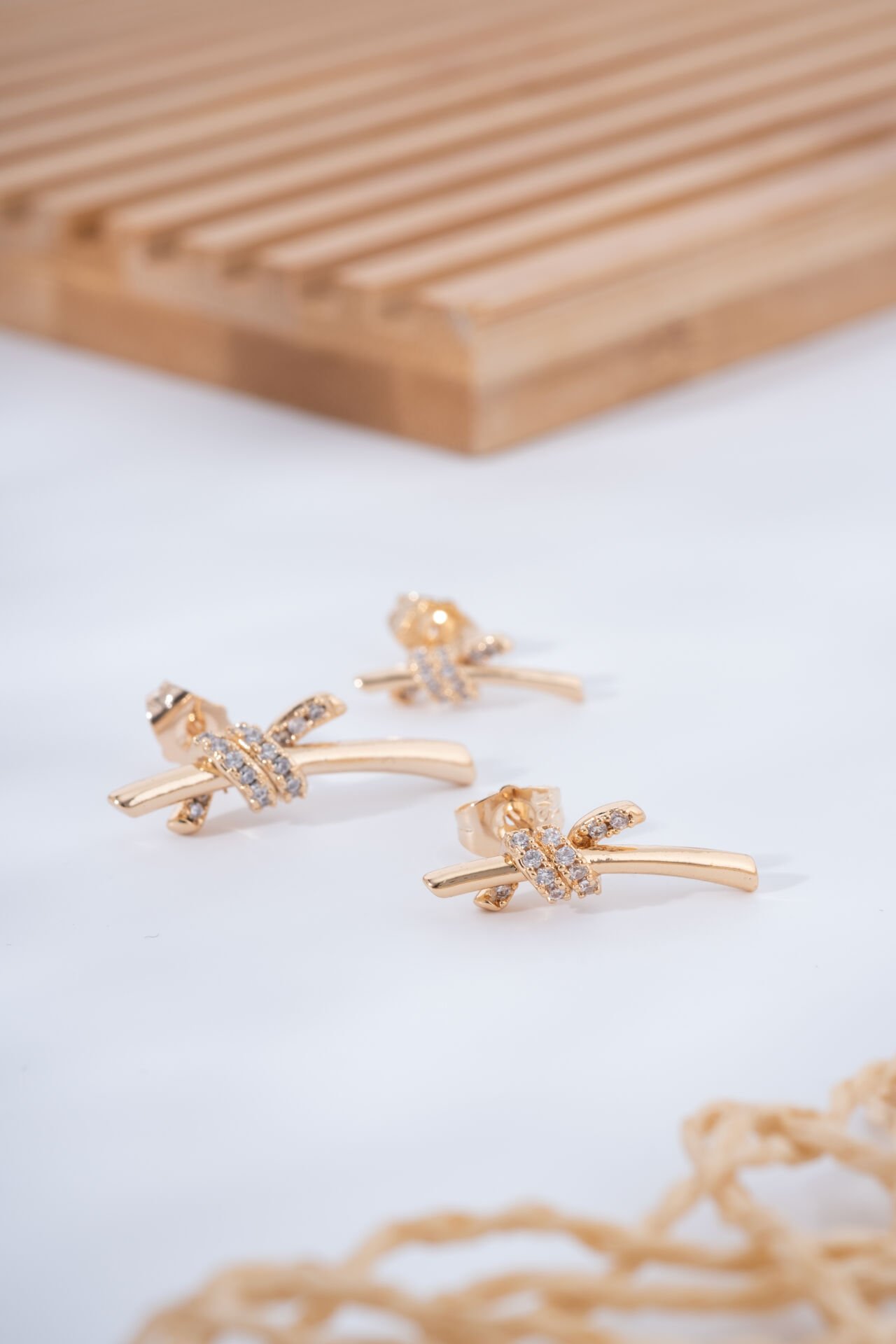 Rose Işıltılı Taş Detaylı 3'lü VİP Küpe