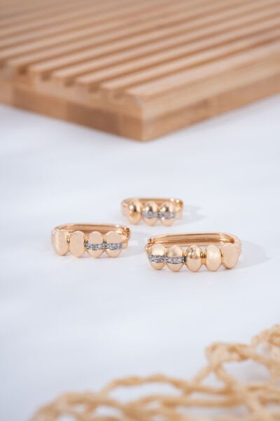 Rose Oval Formlu Taş Detaylı VİP Küpe Seti