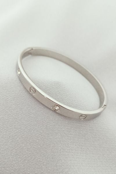 Çelik gümüş renk taşlı cartier bileklik