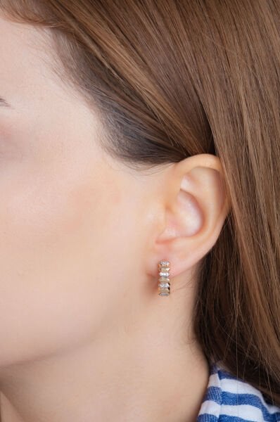 Rose Geometrik Taş Detaylı VİP Küpe Seti