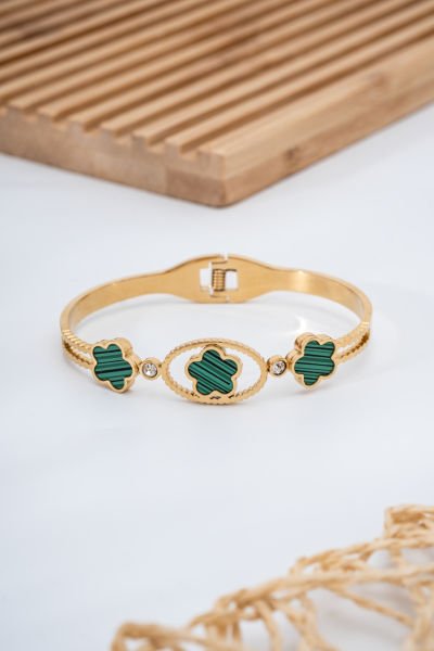 Çelik Yeşil Sedef Taşlı Bileklik