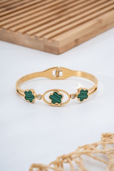 Çelik Yeşil Sedef Taşlı Bileklik