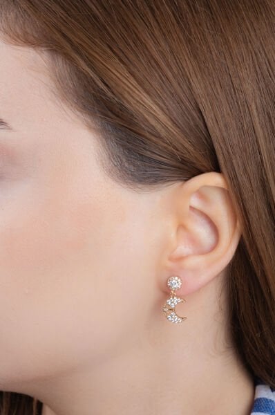 Rose Ay Yıldız Figürlü VİP Küpe Seti