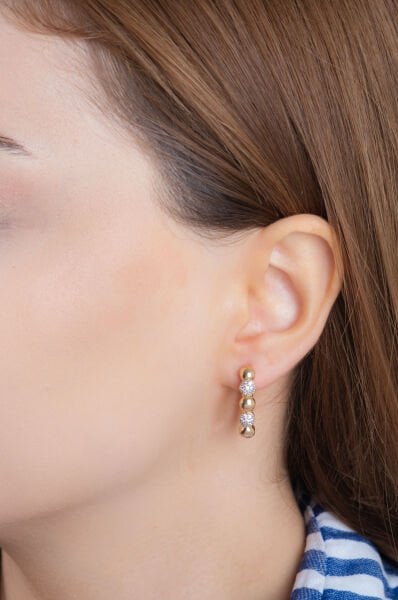 Rose Yuvarlak Taşlı VİP Küpe Seti