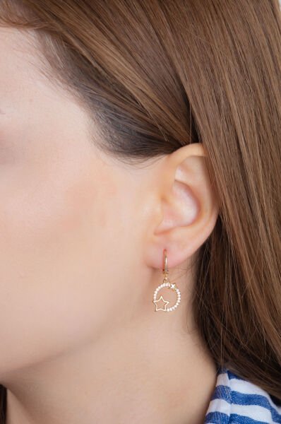 Rose Ay ve Yıldız Figürlü Taş İşlemeli VİP Küpe Seti