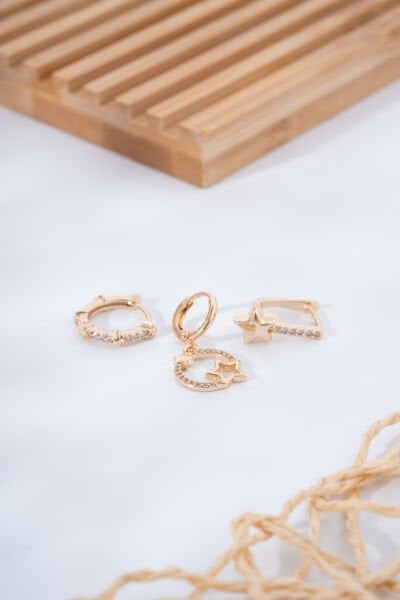 Rose Yıldız Figürlü VİP Küpe Seti