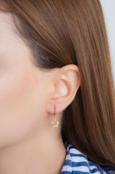 Rose Taş Detaylı Yıldız Figürlü VİP Küpe Seti