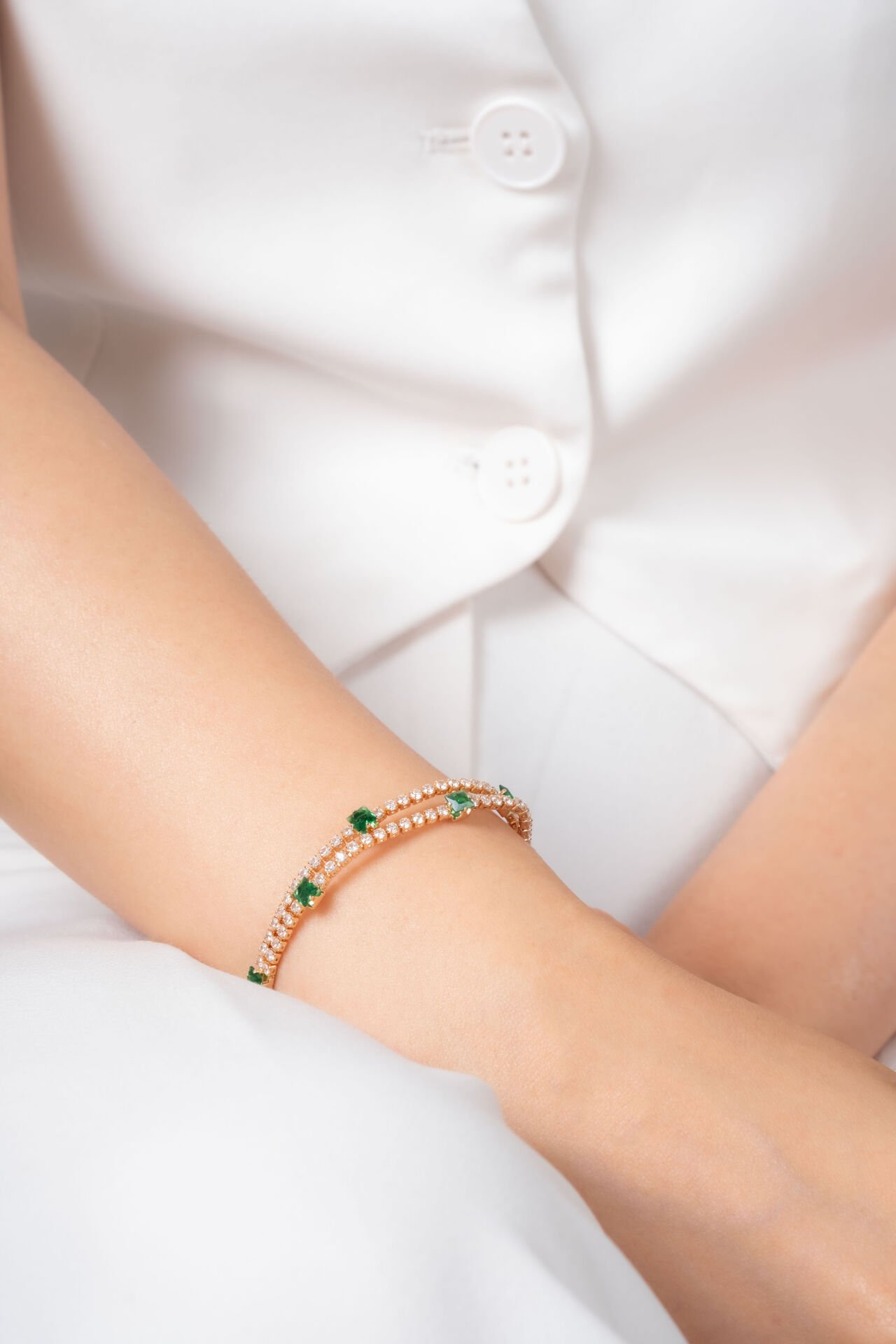 Gold Zümrüt Yeşili Taşlı VİP Bileklik