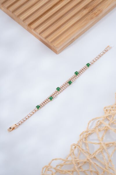 Gold Zümrüt Yeşili Taşlı VİP Bileklik