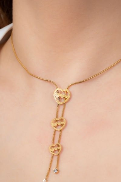 Çelik 3 Adet Kalp Figürlü Kolye