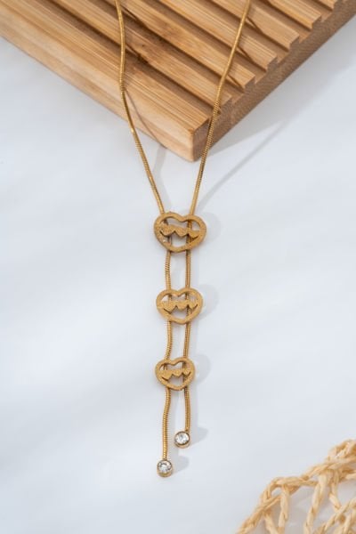 Çelik 3 Adet Kalp Figürlü Kolye