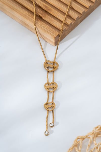 Çelik 3 Adet Kalp Figürlü Kolye