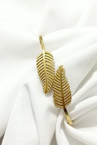 Çelik tüy bileklik gold
