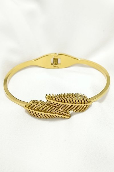 Çelik tüy bileklik gold