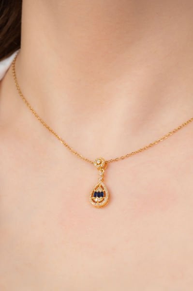 Çelik Baget Taşlı Kolye