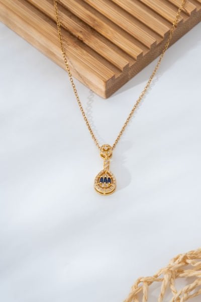 Çelik Baget Taşlı Kolye