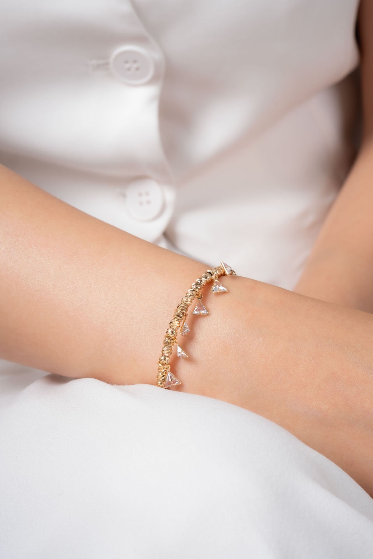 Rose Üçgen Cam Sallama VİP Kelepçe Bileklik