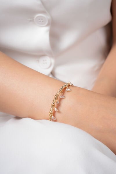 Rose Üçgen Cam Sallama VİP Kelepçe Bileklik