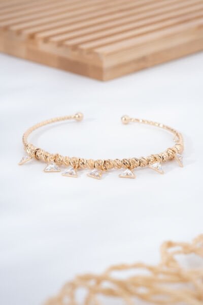 Rose Üçgen Cam Sallama VİP Kelepçe Bileklik