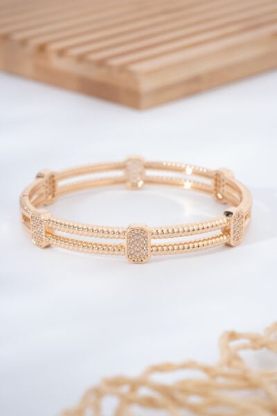 Rose Çift Sıra Blok VİP Kelepçe Bileklik