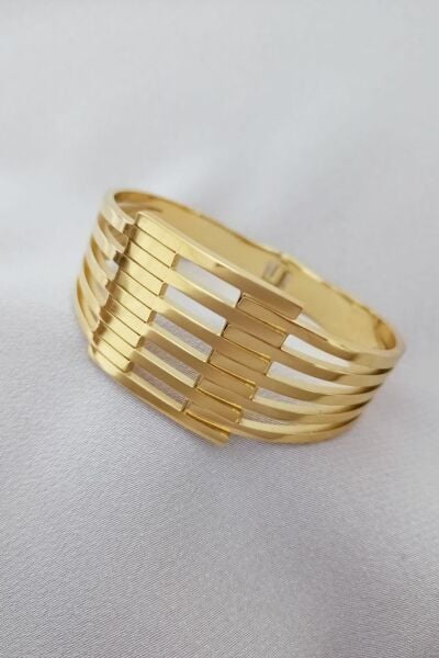 Çelik kaburga bileklik gold renk