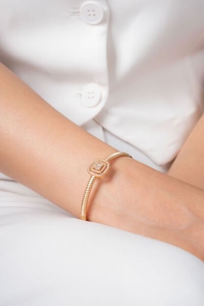 Rose Baget Taşlı VİP Kelepçe Bileklik