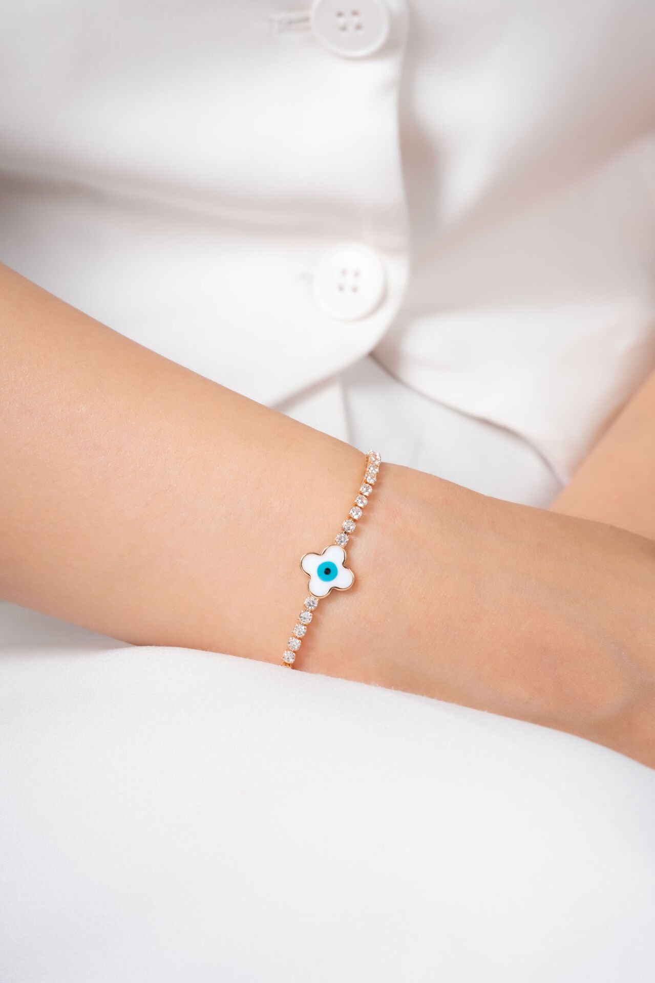 Nazar Boncuğu Detaylı Taşlı VİP Bileklik