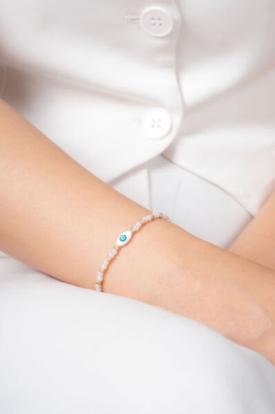 Rose İnci Görünümlü Nazar Boncuklu VİP Bileklik