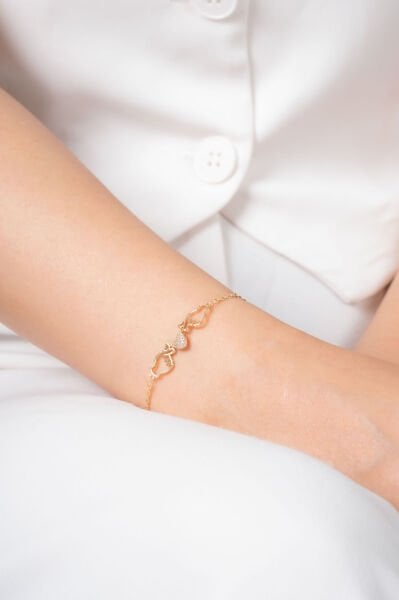 Rose El Figürlü Kalp Detaylı VİP Bileklik