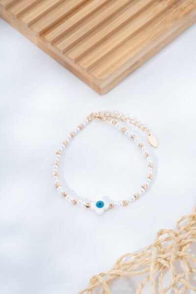 Rose Nazar Boncuğu Detaylı İnci Görünümlü VİP Bileklik