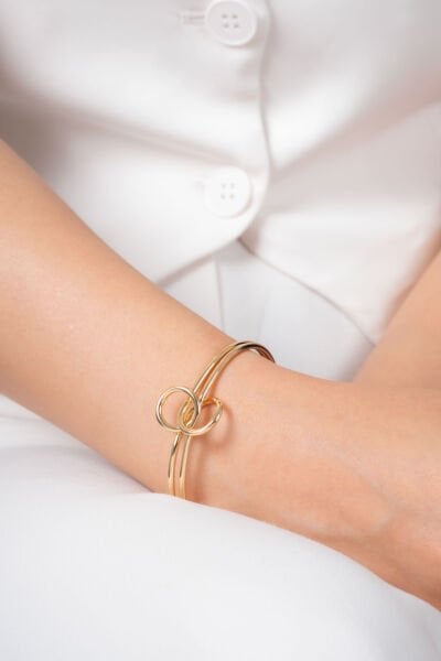 Rose Çift Halka Detaylı  VİP Kelepçe Bileklik