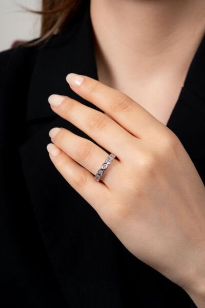 Yıldız Figürlü Taş Detaylı Gümüş Renk Ayarlanabilir VIP Yüzük