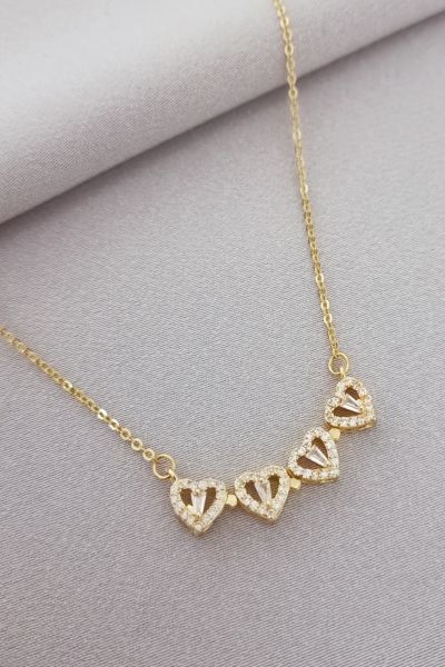 Çelik kalp mıknatıslı kolye gold