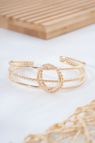 Rose Halka Detaylı Burgu VİP Kelepçe Bileklik