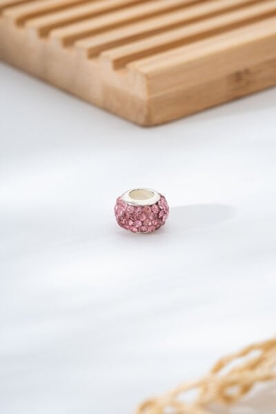 Çelik Pembe Taşlı Charm