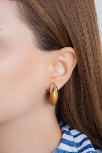 Kahverengi Mega C VİP Küpe