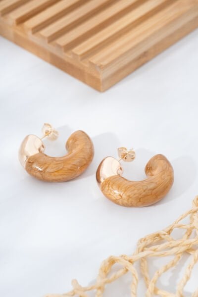 Kahverengi Mega C VİP Küpe