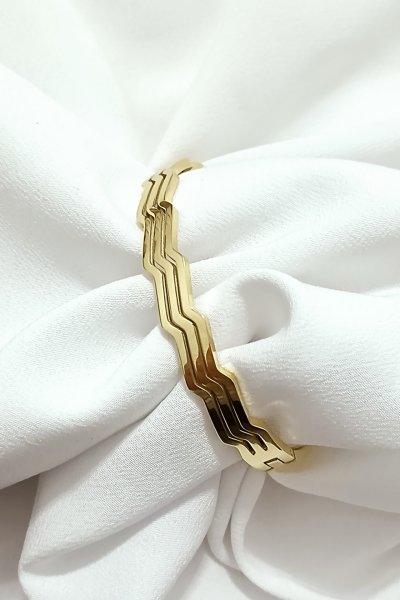 Zikzak çelik bileklik gold