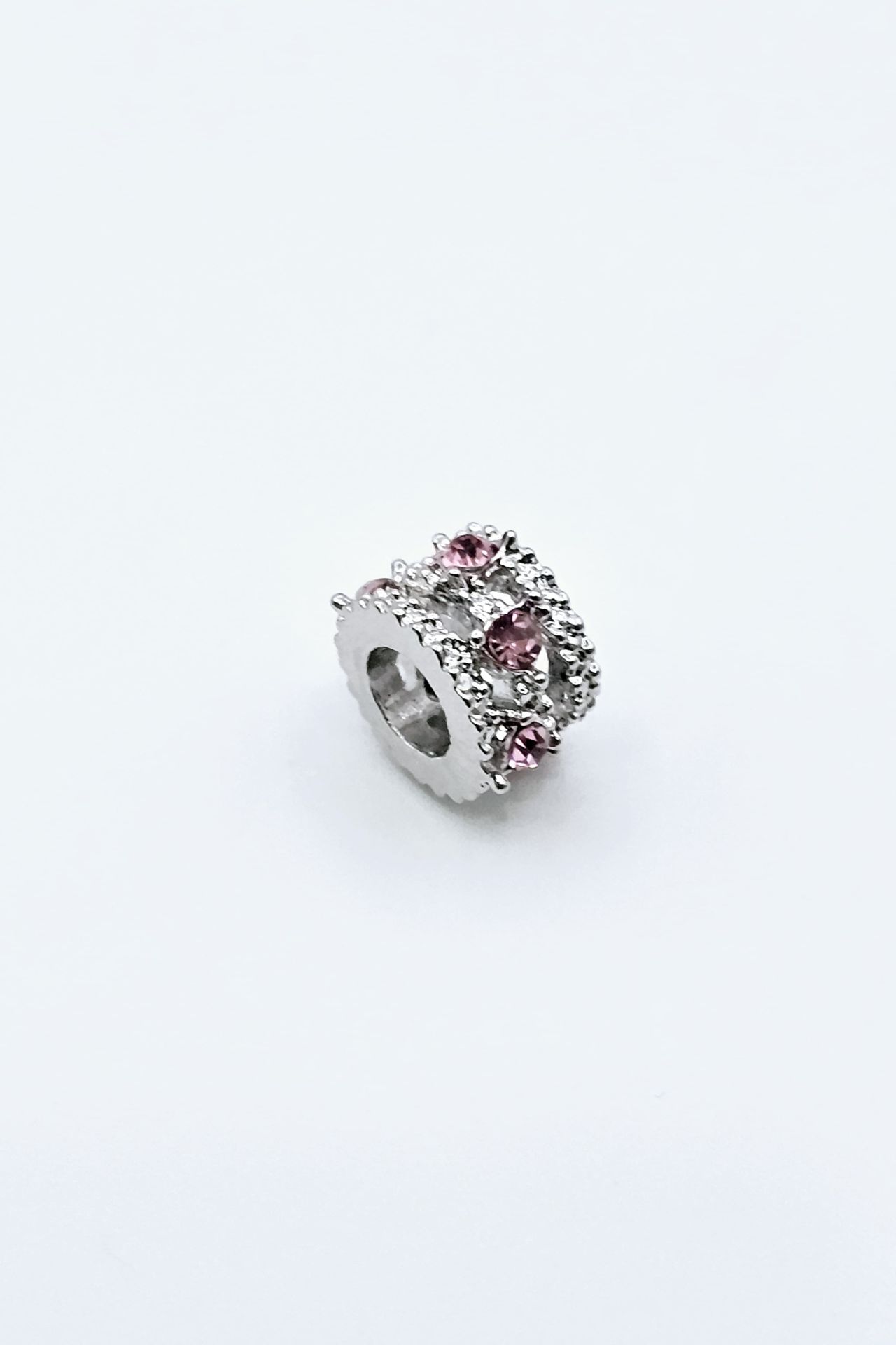 Çelik Pembe Taşlı Charm