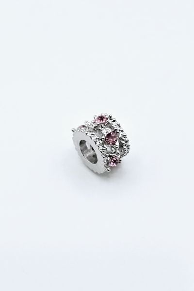 Çelik Pembe Taşlı Charm