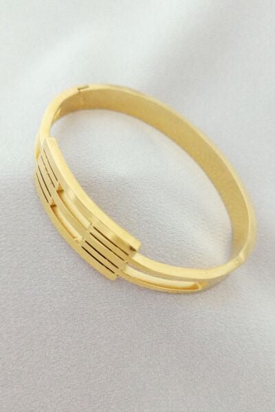 Çelik kaburga model bileklik gold